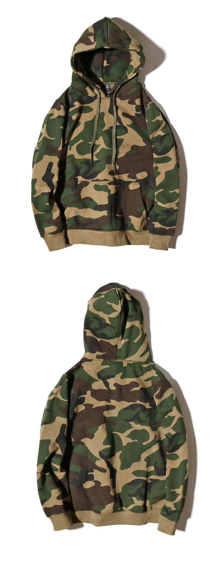 Camouflage Hoodie for Men, Pullover with Hood, Couple's Fleece-Lined Top, Loose Fit Jacket, Trendy, One-Piece, Casual Versatile