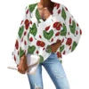 Custom Plus-size Chiffon Polyester Women's Tops Hawaiian Taro Leaf V-neck Long Lantern Sleeve Shirts Anti-shrink Feature