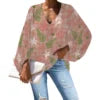 Custom Chiffon Plus Size Polyester Women's Top Hawaiian Floral Print V-Neck Long Lantern Sleeve Shirt Print on Demand