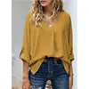 Chiffon Shirt 2025 Spring and Summer Sexy V-neck Loose Plus Size Shirt Fashion Long-sleeved Top