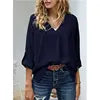 Chiffon Shirt 2025 Spring and Summer Sexy V-neck Loose Plus Size Shirt Fashion Long-sleeved Top