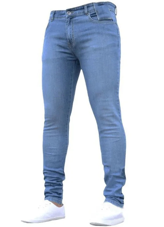 2025 New Style -Ready European American-Market Fashionable Casual Mens Denim Jeans Slim-Fit Distressed Spring Long
