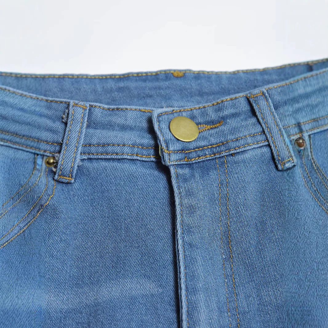 2025 New Style -Ready European American-Market Fashionable Casual Mens Denim Jeans Slim-Fit Distressed Spring Long