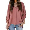 Chiffon Shirt 2025 Spring and Summer Sexy V-neck Loose Plus Size Shirt Fashion Long-sleeved Top