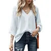 Chiffon Shirt 2025 Spring and Summer Sexy V-neck Loose Plus Size Shirt Fashion Long-sleeved Top