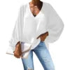 Custom Plus-size Chiffon Polyester Women's Tops Hawaiian Taro Leaf V-neck Long Lantern Sleeve Shirts Anti-shrink Feature