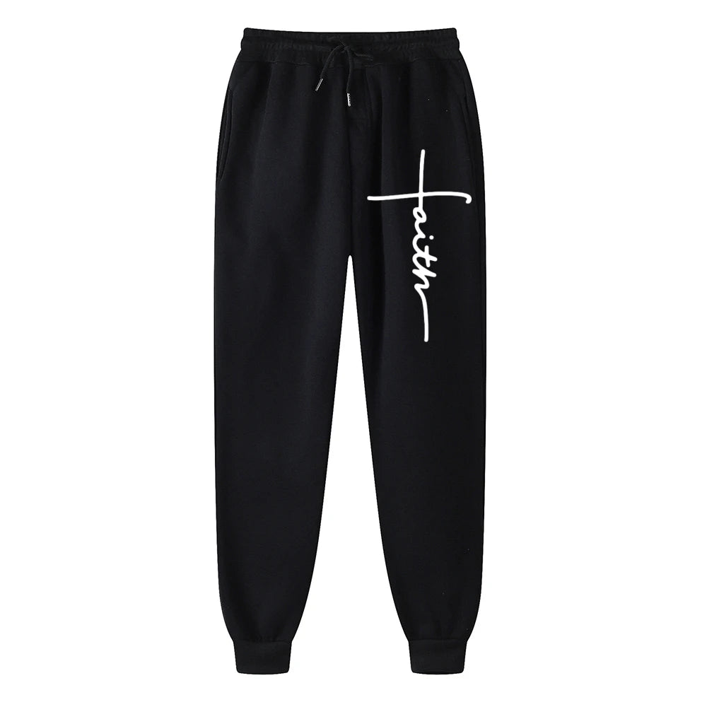 Christian Apparel Faith Sweatpants Religious Print Fleece Trousers Jesus Unisex Hip Hop Streetwear Jogging Pants