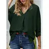 Chiffon Shirt 2025 Spring and Summer Sexy V-neck Loose Plus Size Shirt Fashion Long-sleeved Top