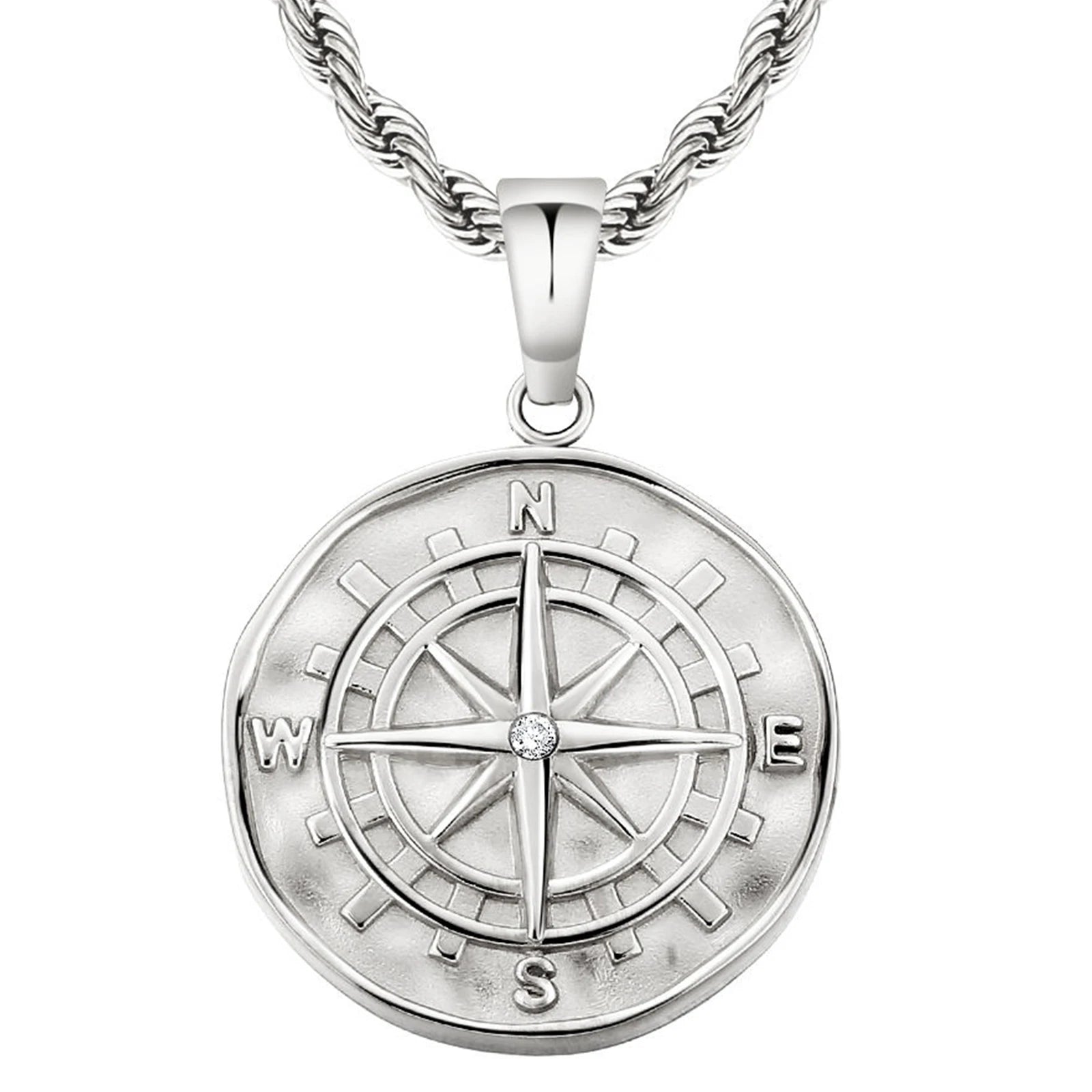 Customized Jewelry Loin Compass CHRISTOPHER Jesus Cross 18K Gold Plated Stainless Steel Pendant Gold Coin Necklace for Men Women