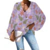 Custom Chiffon Plus Size Polyester Women's Top Hawaiian Floral Print V-Neck Long Lantern Sleeve Shirt Print on Demand