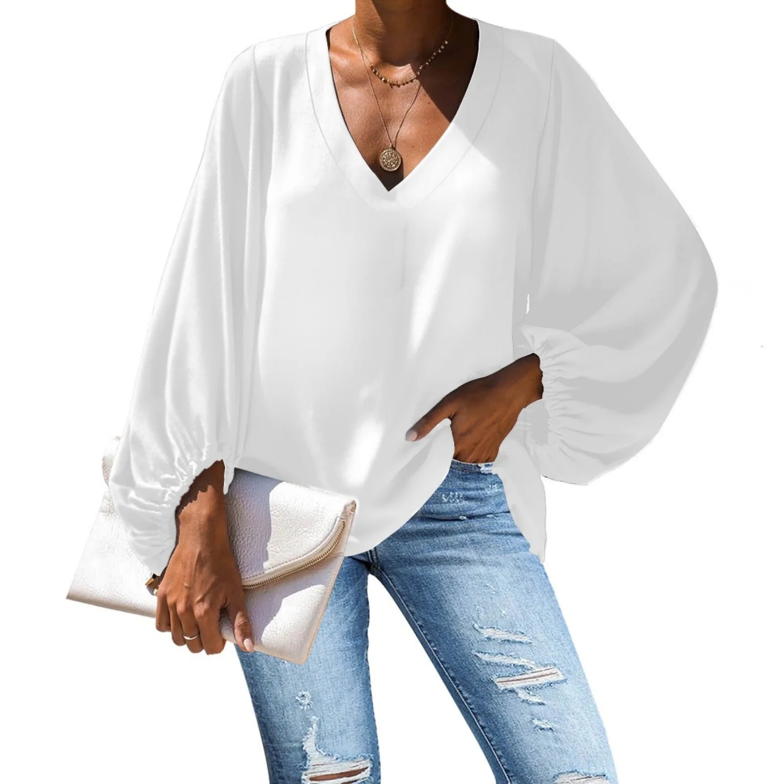 Custom Chiffon Plus Size Polyester Women's Top Hawaiian Floral Print V-Neck Long Lantern Sleeve Shirt Print on Demand