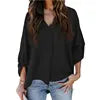 Chiffon Shirt 2025 Spring and Summer Sexy V-neck Loose Plus Size Shirt Fashion Long-sleeved Top