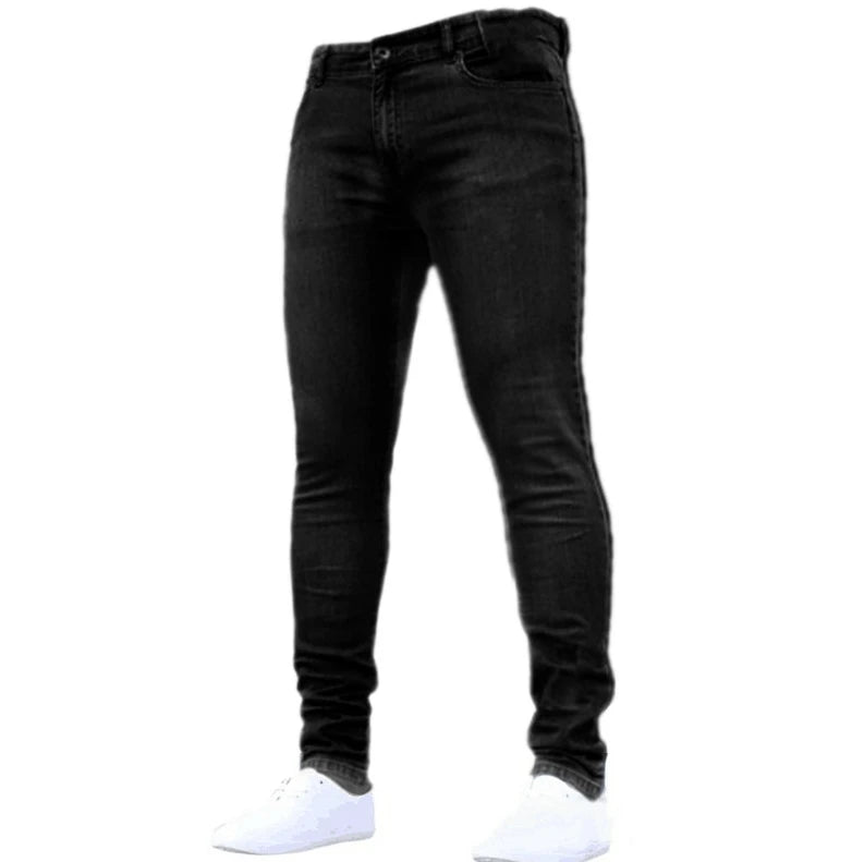 Casual  Mid Waist Men Long Denim Jeans Pants Light Dark Colored Wash High Street Men's Tit Feet Jean