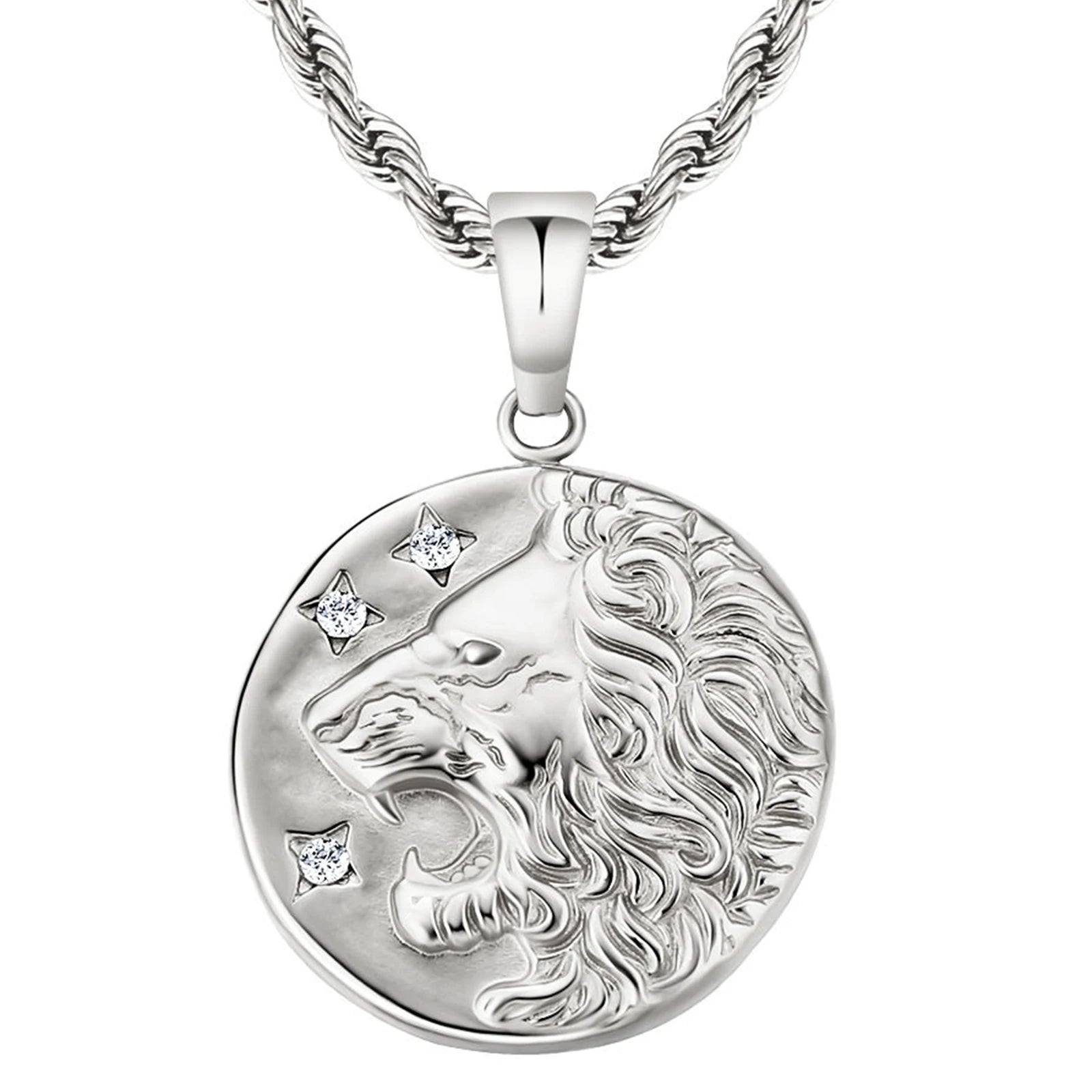 Customized Jewelry Loin Compass CHRISTOPHER Jesus Cross 18K Gold Plated Stainless Steel Pendant Gold Coin Necklace for Men Women