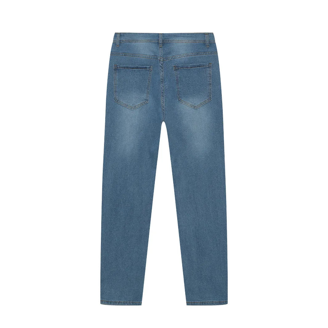2025 New Style -Ready European American-Market Fashionable Casual Mens Denim Jeans Slim-Fit Distressed Spring Long