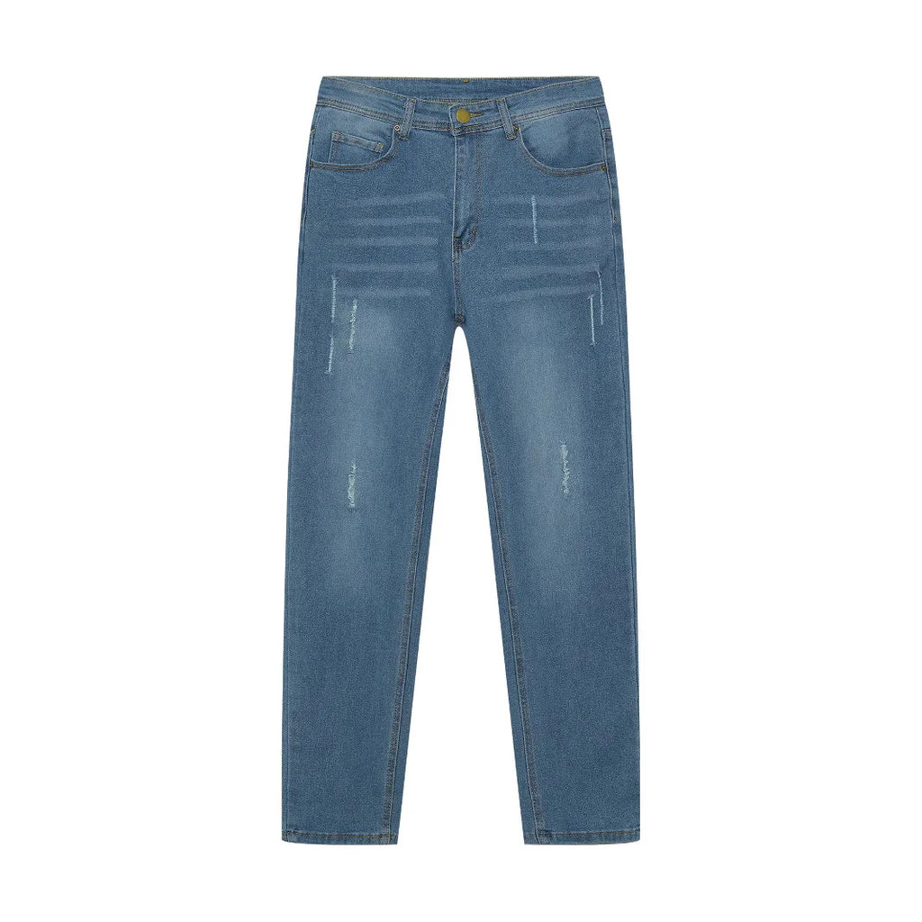 2025 New Style -Ready European American-Market Fashionable Casual Mens Denim Jeans Slim-Fit Distressed Spring Long