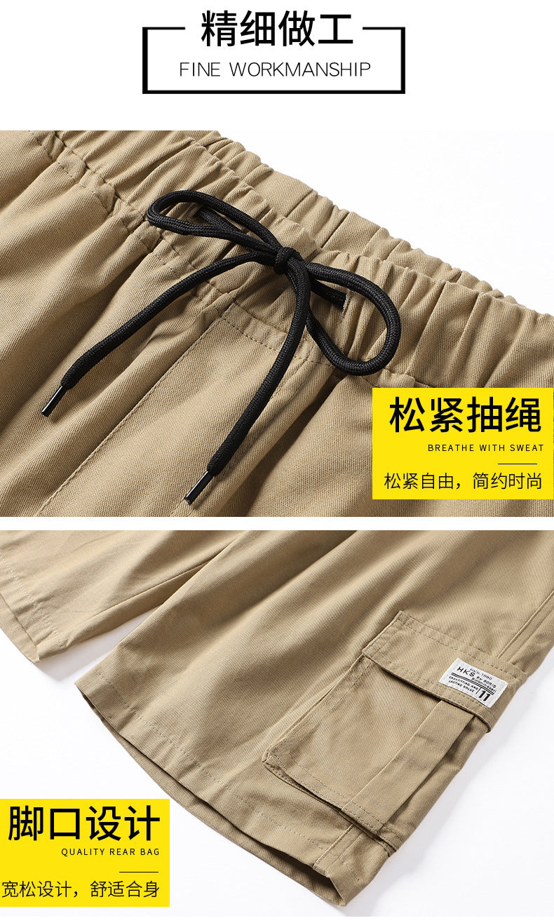 2025 Summer Cross-Border God of War Cargo Pants, Ice Silk Cotton Anti-Bulging Diamond Pants, Five-Dimensional Killing Student Style