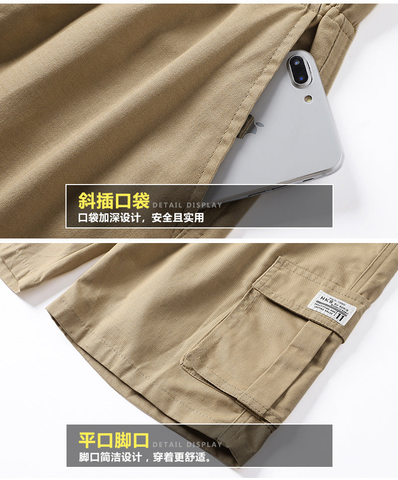 2025 Summer Cross-Border God of War Cargo Pants, Ice Silk Cotton Anti-Bulging Diamond Pants, Five-Dimensional Killing Student Style