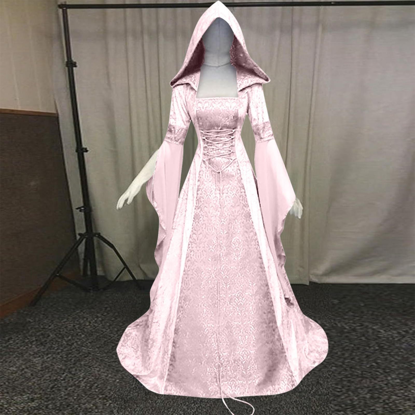 Cross-Border 2022 Women's Cos Clothing Medieval Retro Style Wedding Dress 4-Color Hooded Waist Dress Cosplay