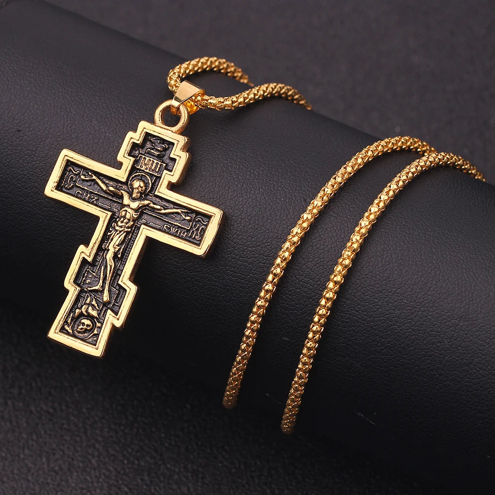 Christian Orthodox Cross Jesus Cross Pendant Necklace Jesus Men Women for Fashion Personality Accessories