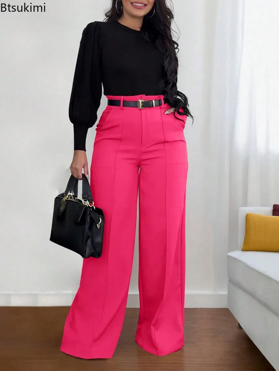 2026 Fashion Dress Pants for Women Elegant High Waist Loose Straight Leg Pants Spring Autumn Office Lady Casual Trousers Clothes