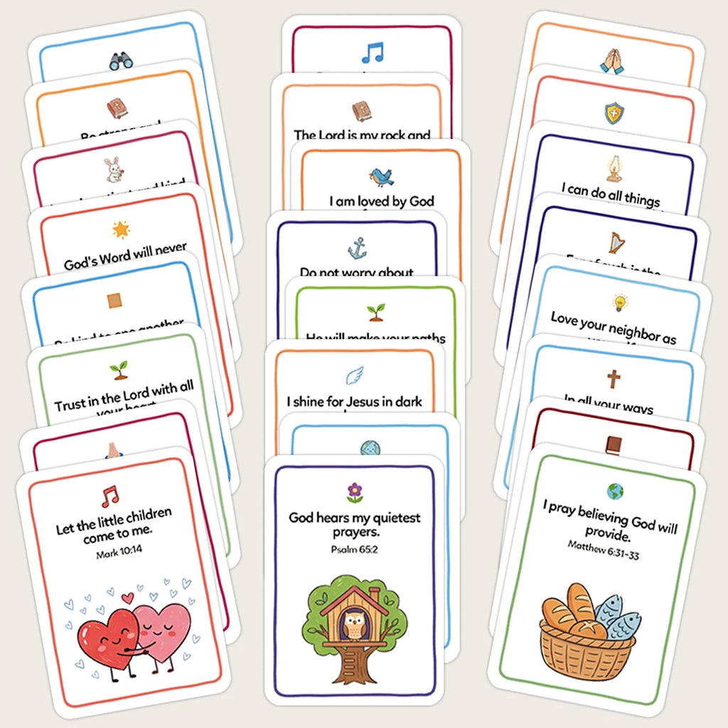 30pcs Bible Prayer Cards With Uplifting Illustration Scripture Verse For Daily Devotion,Gift For Sunday School,Bible Study Group