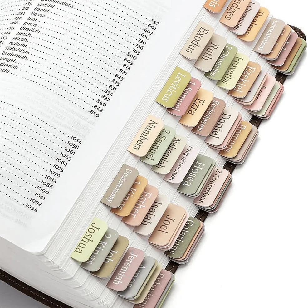 5 Set Boho Bible Tabs – Sun Moon Design, Matte & Durable, for Genesis to Revelation, Sermon Notes & Daily Reading