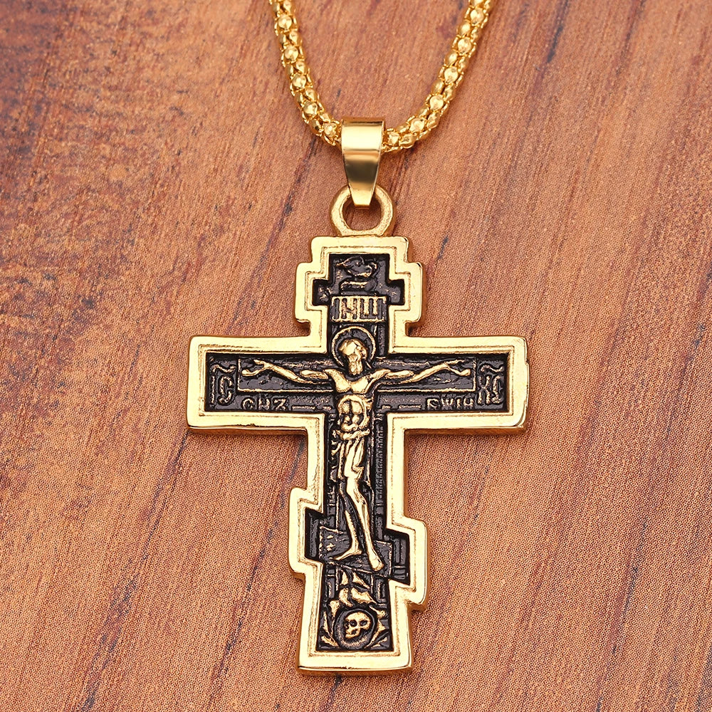 Christian Orthodox Cross Jesus Cross Pendant Necklace Jesus Men Women for Fashion Personality Accessories