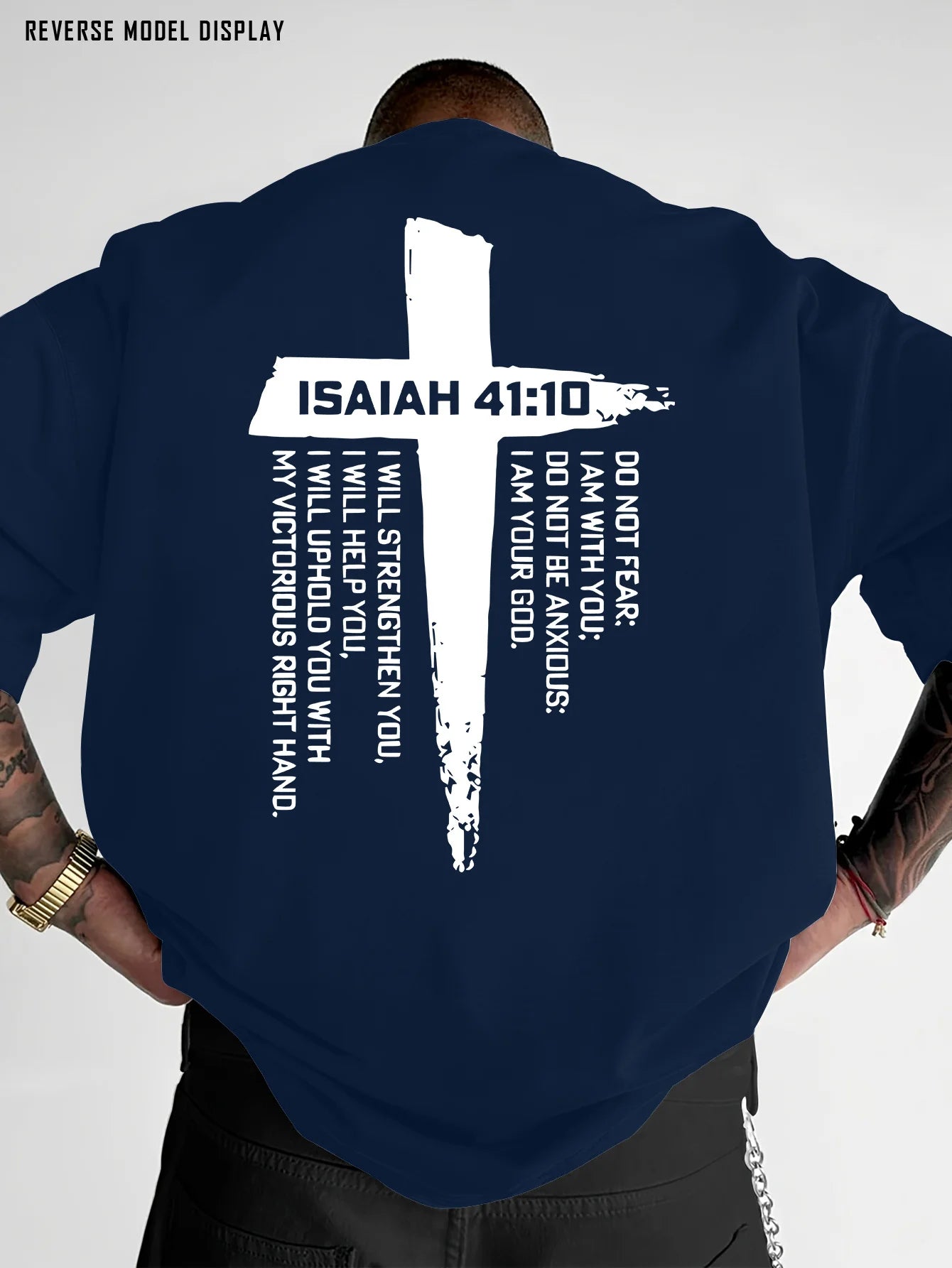 Christian Cross and Bible Verse Graphic Tee for Men Breathable 100% Cotton Perfect for Summer Casual Streetwear Style