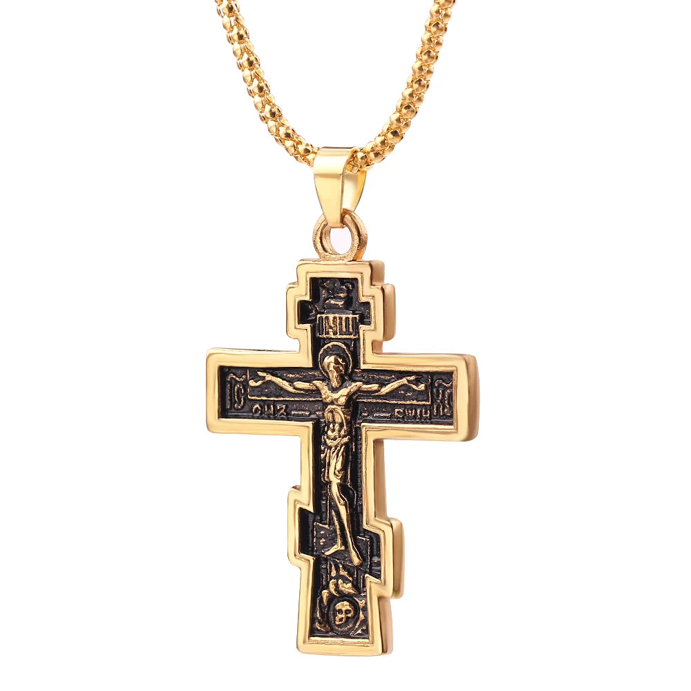 Christian Orthodox Cross Jesus Cross Pendant Necklace Jesus Men Women for Fashion Personality Accessories