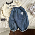 2025 Autumn Kids Denim Pants Loose Fit Jeans for Boys And Girls Casual Trendy Outdoor Clothing 2-7T Trendy Baby Children's Pants