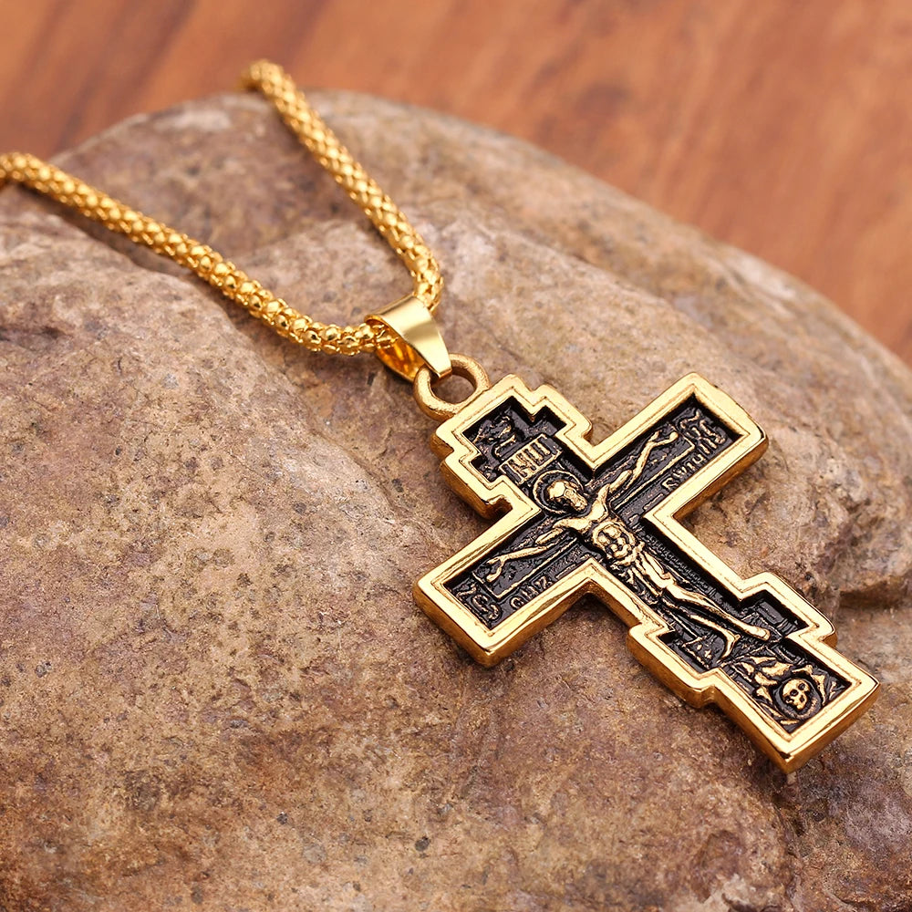 Christian Orthodox Cross Jesus Cross Pendant Necklace Jesus Men Women for Fashion Personality Accessories