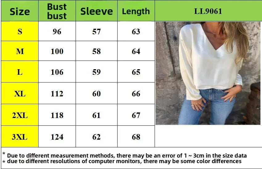 2025 European American Women's Clothing Autumn and Winter New Solid Color Women's Loose Collar Long Sleeve Satin Shirt
