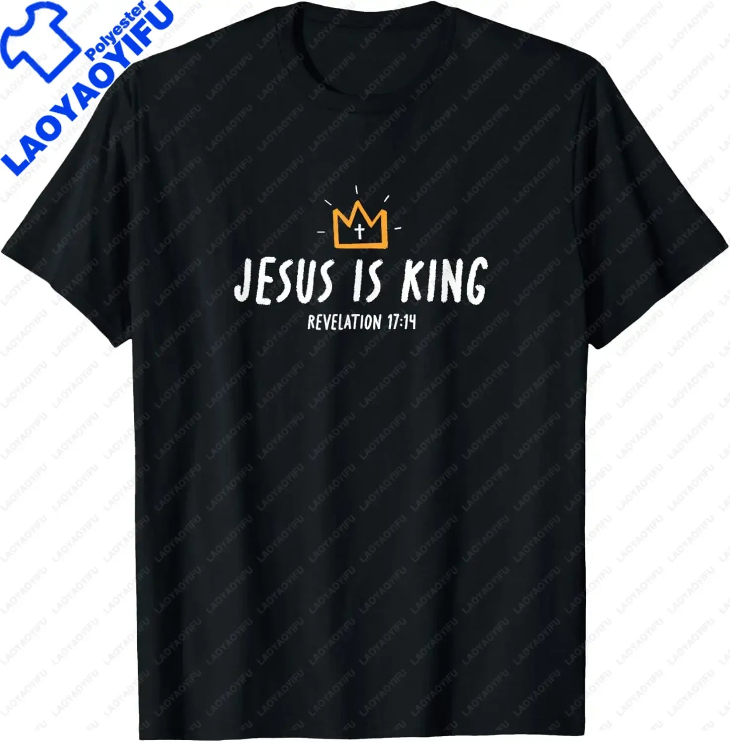 Christian Jesus Is King Design Crown T-Shirt Street Casual Couple Clothes T Shirts for Men Camisetas Streetwear