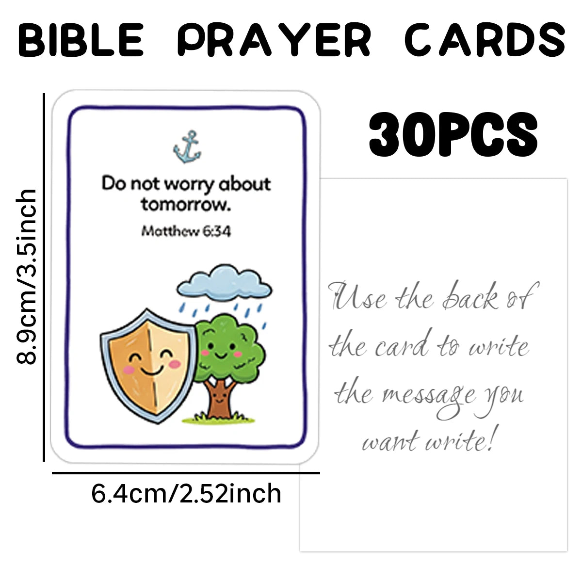 30pcs Bible Prayer Cards With Uplifting Illustration Scripture Verse For Daily Devotion,Gift For Sunday School,Bible Study Group