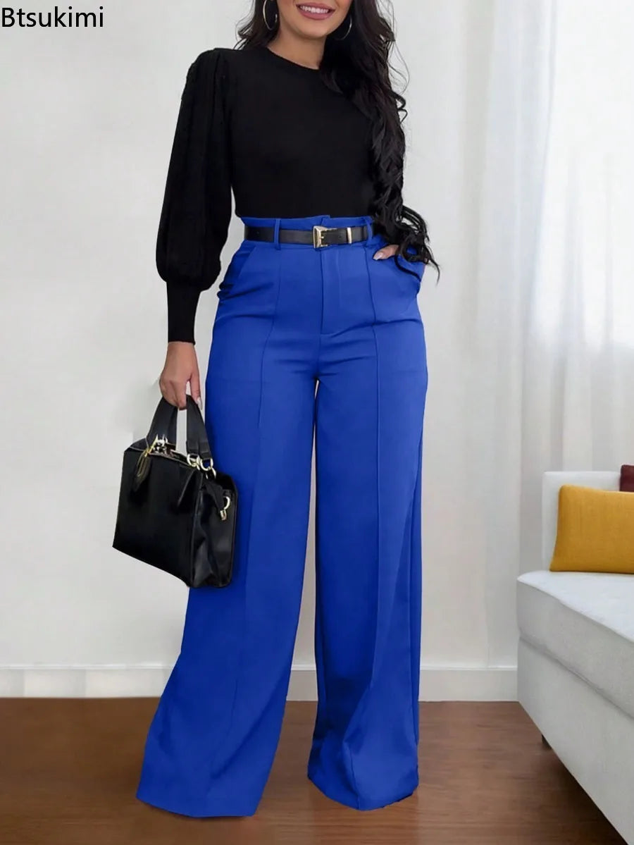 2026 Fashion Dress Pants for Women Elegant High Waist Loose Straight Leg Pants Spring Autumn Office Lady Casual Trousers Clothes