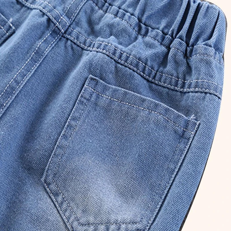 Children Jeans  Boys Cotton Print Splice Stretch Denim Pants Korean Teenage Trousers Wear Kids ClothingDenimRipped Spring Autum