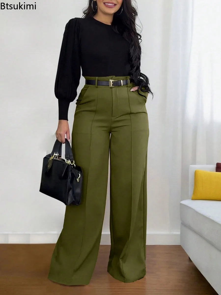 2026 Fashion Dress Pants for Women Elegant High Waist Loose Straight Leg Pants Spring Autumn Office Lady Casual Trousers Clothes