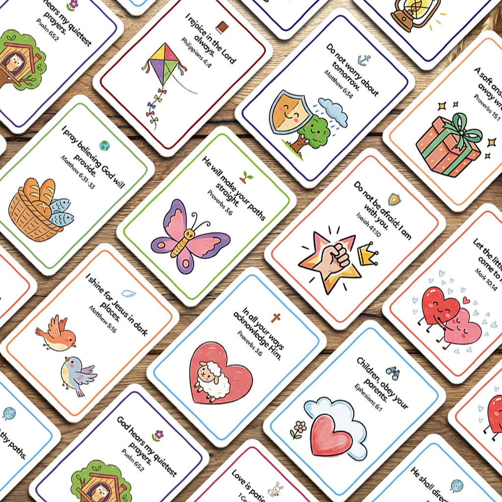 30pcs Bible Prayer Cards With Uplifting Illustration Scripture Verse For Daily Devotion,Gift For Sunday School,Bible Study Group