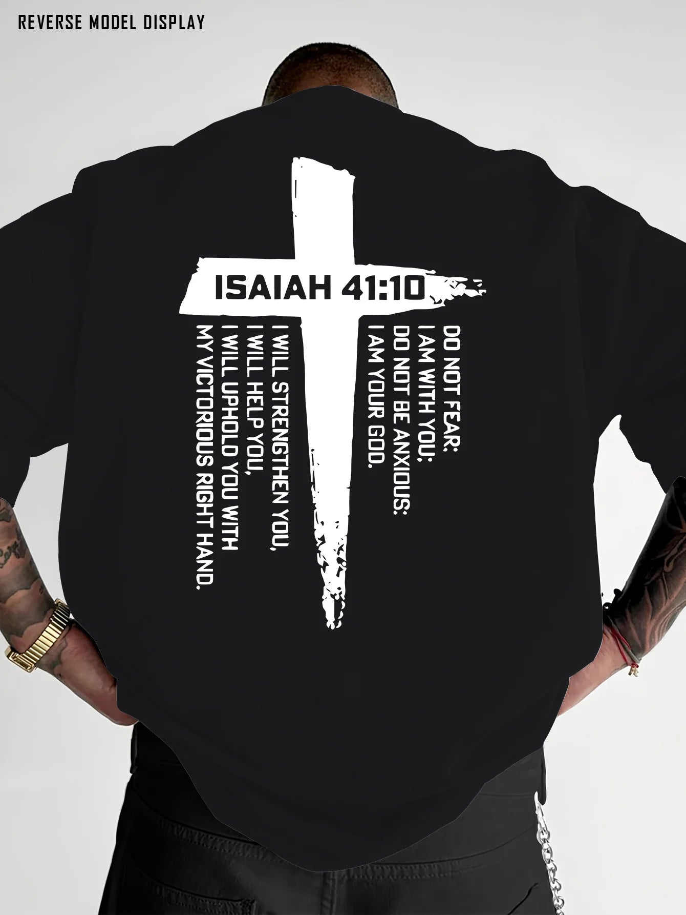Christian Cross and Bible Verse Graphic Tee for Men Breathable 100% Cotton Perfect for Summer Casual Streetwear Style