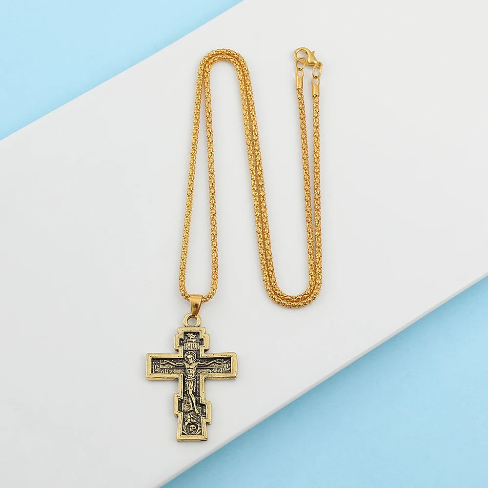 Christian Orthodox Cross Jesus Cross Pendant Necklace Jesus Men Women for Fashion Personality Accessories