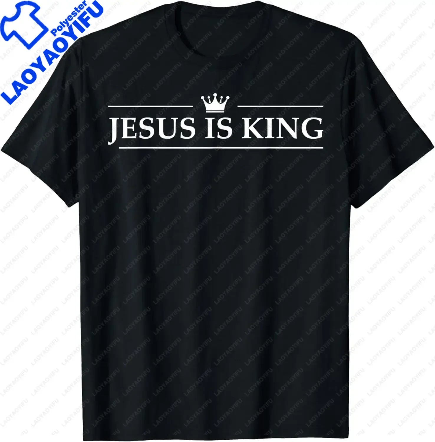 Christian Jesus Is King Design Crown T-Shirt Street Casual Couple Clothes T Shirts for Men Camisetas Streetwear
