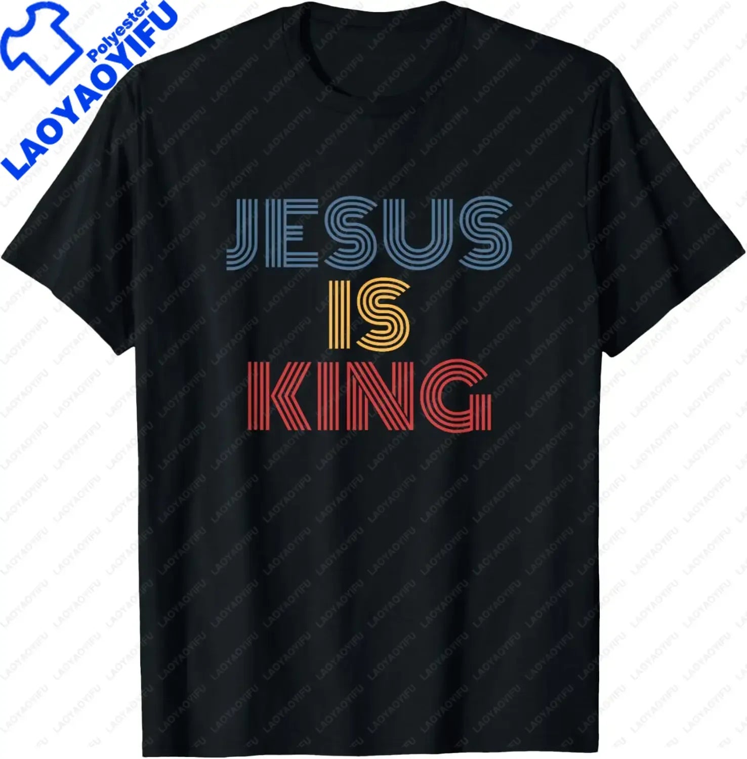 Christian Jesus Is King Design Crown T-Shirt Street Casual Couple Clothes T Shirts for Men Camisetas Streetwear