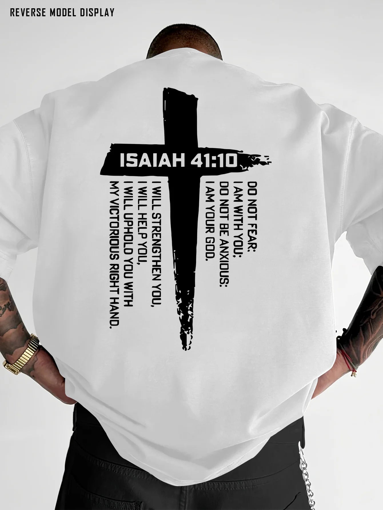 Christian Cross and Bible Verse Graphic Tee for Men Breathable 100% Cotton Perfect for Summer Casual Streetwear Style