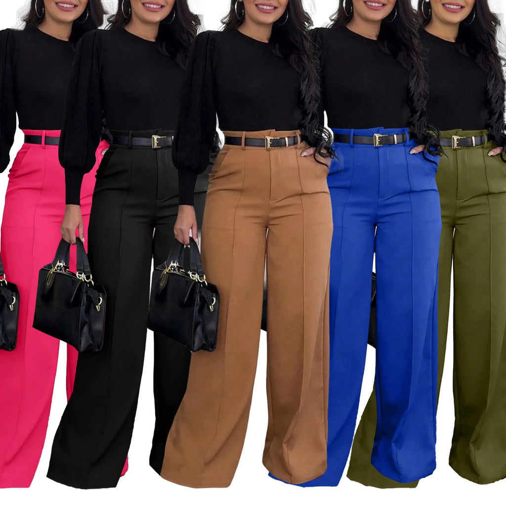 2026 Fashion Dress Pants for Women Elegant High Waist Loose Straight Leg Pants Spring Autumn Office Lady Casual Trousers Clothes