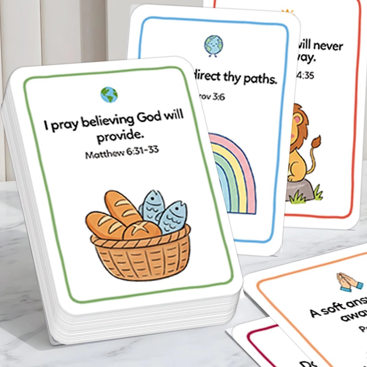 30pcs Bible Prayer Cards With Uplifting Illustration Scripture Verse For Daily Devotion,Gift For Sunday School,Bible Study Group