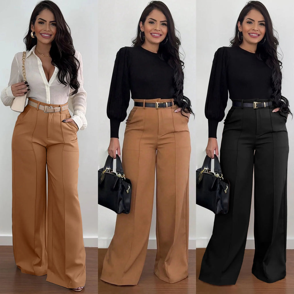 2026 Fashion Dress Pants for Women Elegant High Waist Loose Straight Leg Pants Spring Autumn Office Lady Casual Trousers Clothes