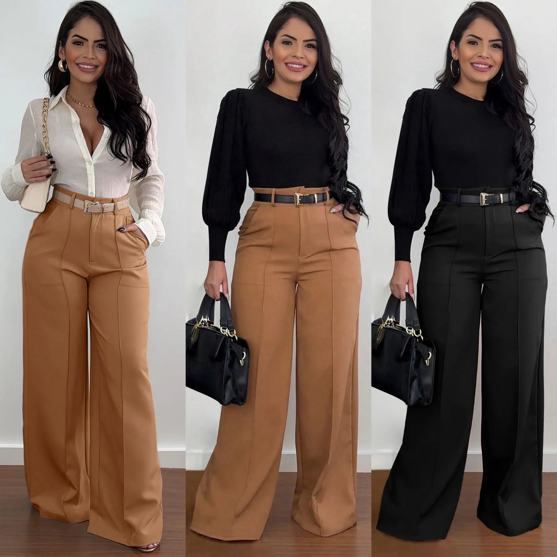 2026 Fashion Dress Pants for Women Elegant High Waist Loose Straight Leg Pants Spring Autumn Office Lady Casual Trousers Clothes