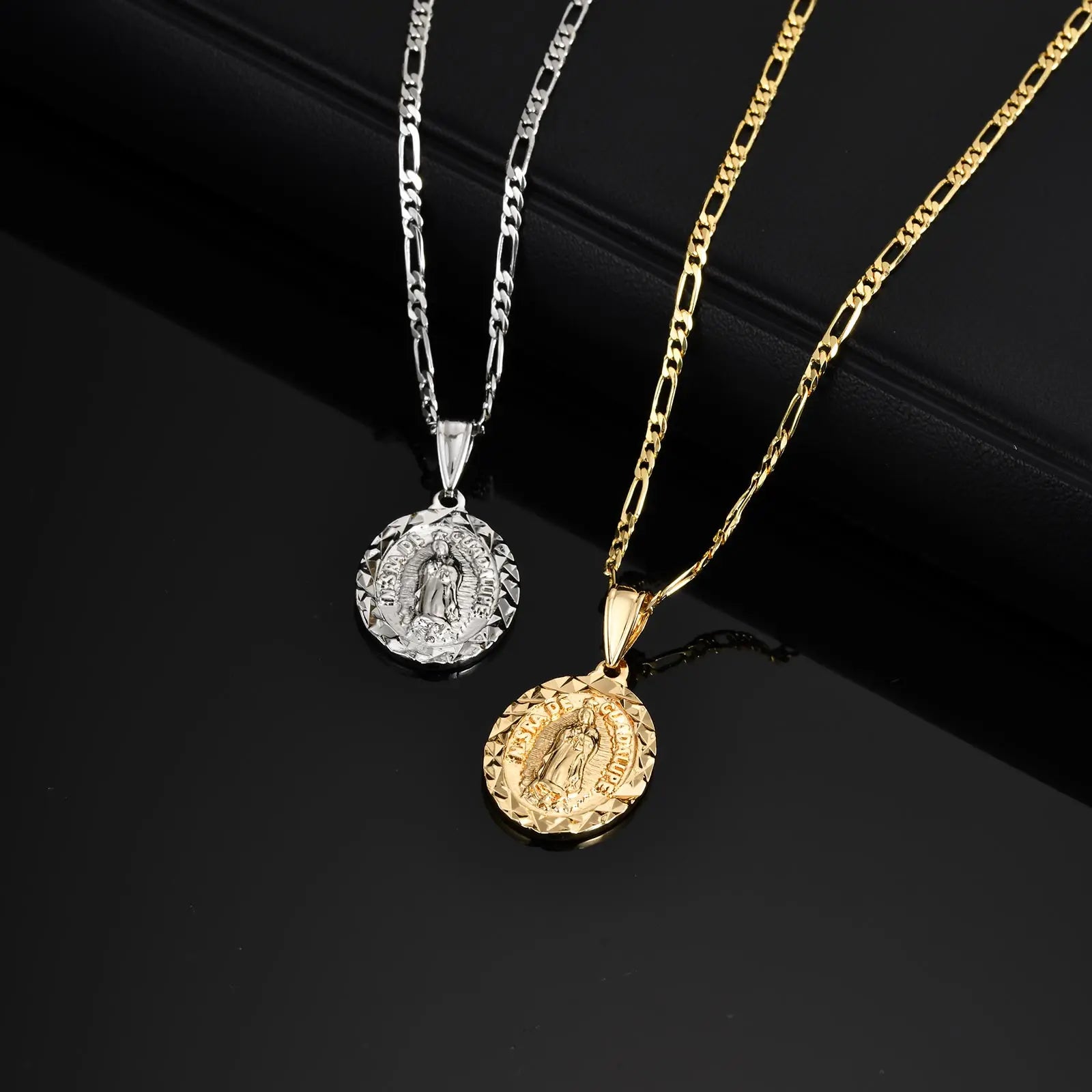Classic Virgin Mary Prayer Pendant Necklace for Men Women, Silver Gold Color Metal Necklace, Religious Amulet Jewelry Unisex