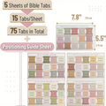 5 Set Boho Bible Tabs – Sun Moon Design, Matte & Durable, for Genesis to Revelation, Sermon Notes & Daily Reading